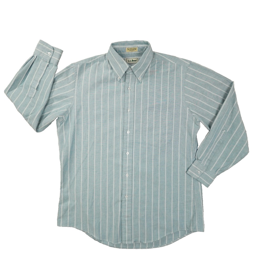 LL Bean Vintage 90s Button Down Shirt Striped Single Needle 16-33 Large USA Made